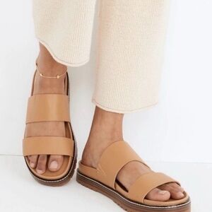 Madewell The Charley Double-Strap Tan Slide Sandal Size 7
